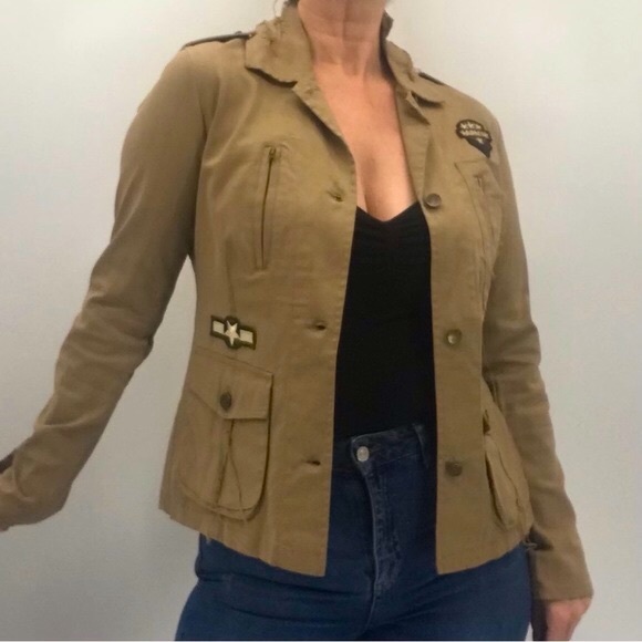 New Vintage Y2K Distressed Deconstructed Army Military Made In Italy Jacket NWT - Picture 16 of 16